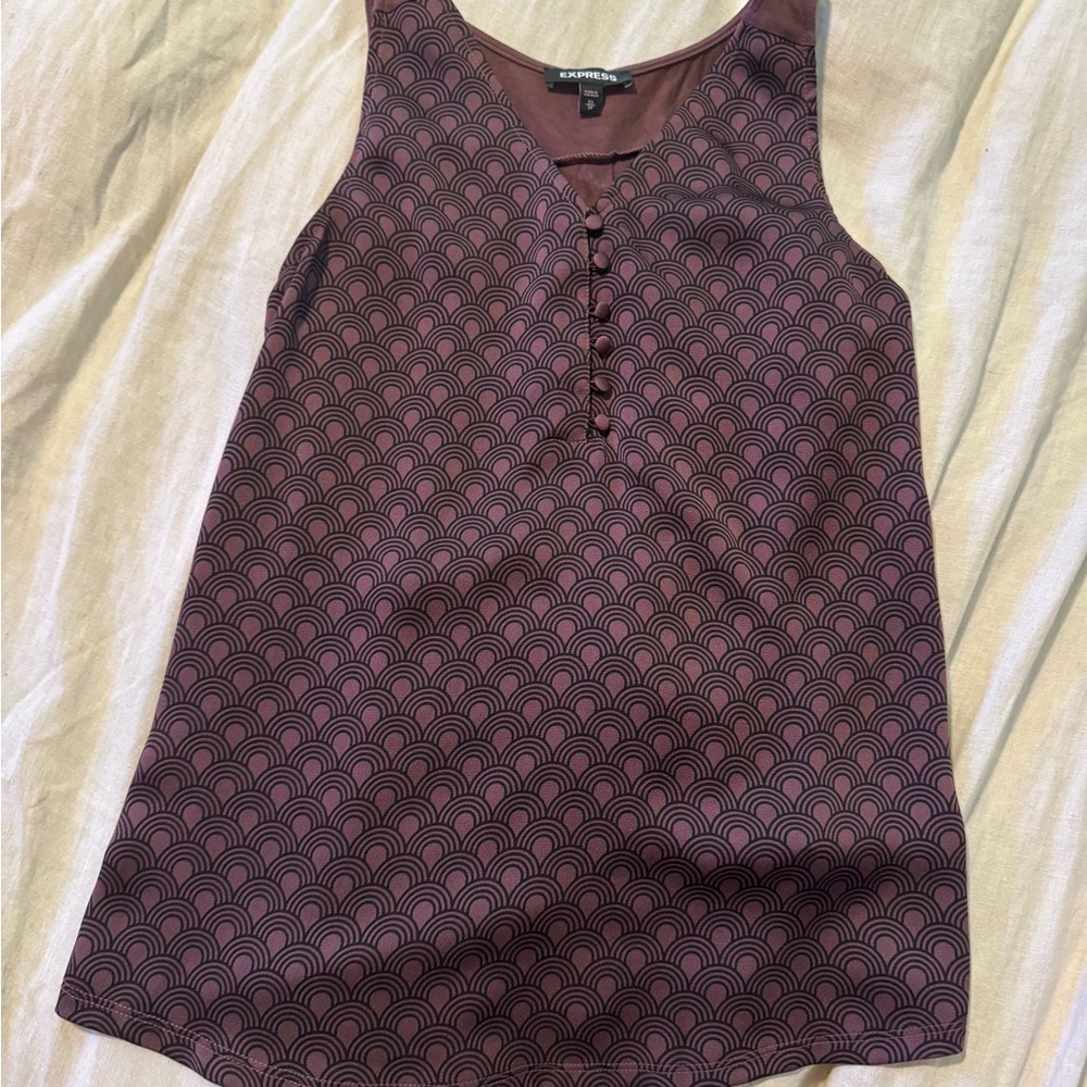 Express Mauve and Black Scallop Tank Top
